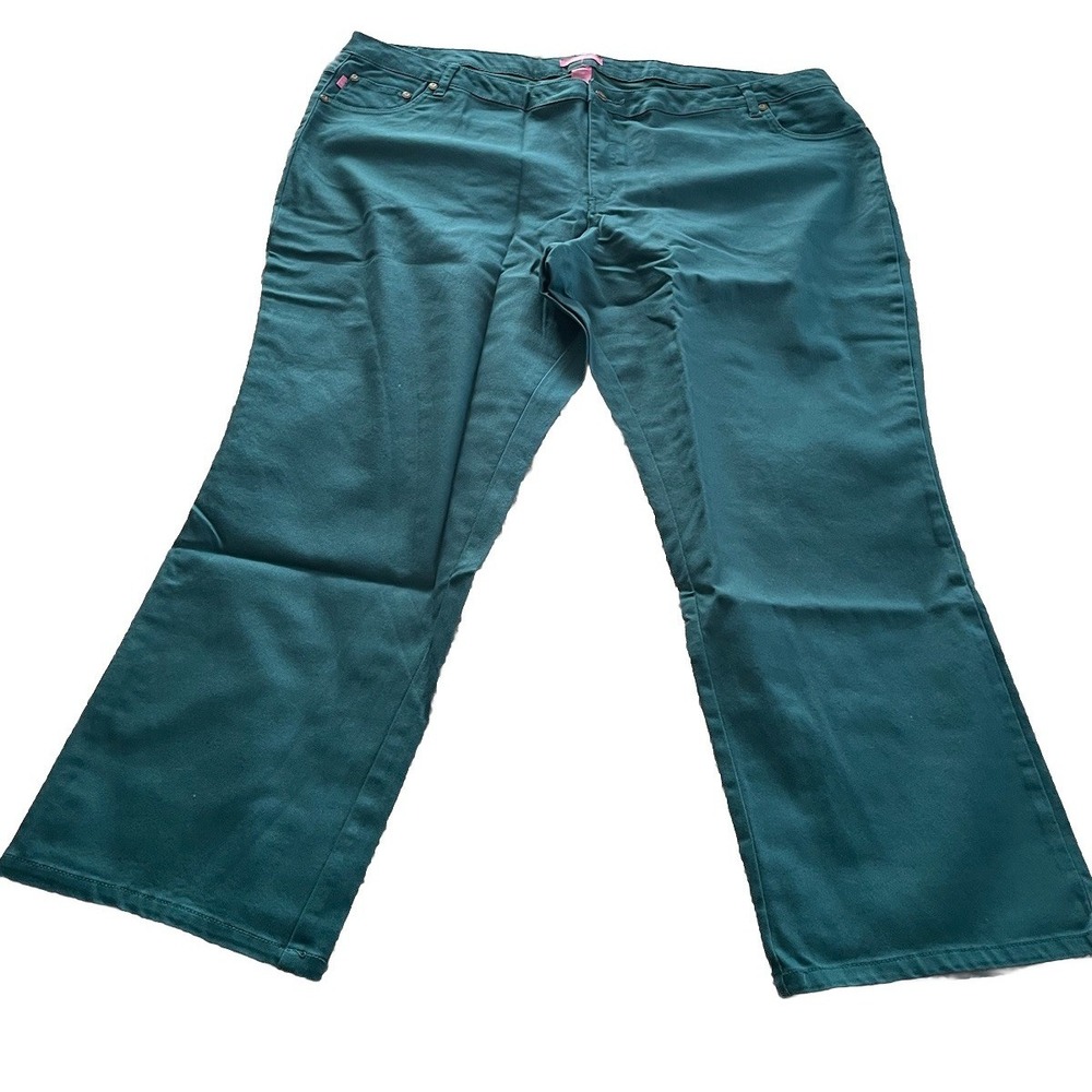 Woman Within Size 28W Green 5 Pocket Jeans Straight Leg Jeans